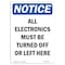 Signmission OSHA Notice, 7" Height, All Electronics Must Be Turned Sign, 7" X 5", Portrait OS-NS-D-57-V-10110 - alternate 1